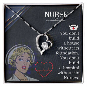 Nurse Nurse Necklace W Forever Love CZ Heart Necklace White Gold Standard Box
